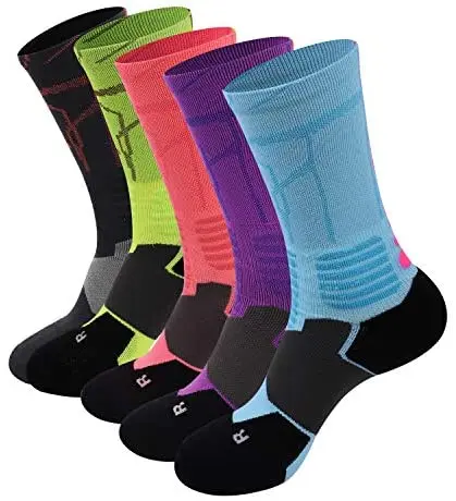 Basketball Socks 5 Pairs Per Set Running Athletic Sports Crew Socks for Men Women