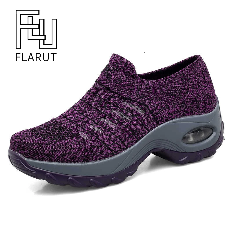 Женская спортивная обувь без шнуровки Ультра светильник Кроссовки на платформе