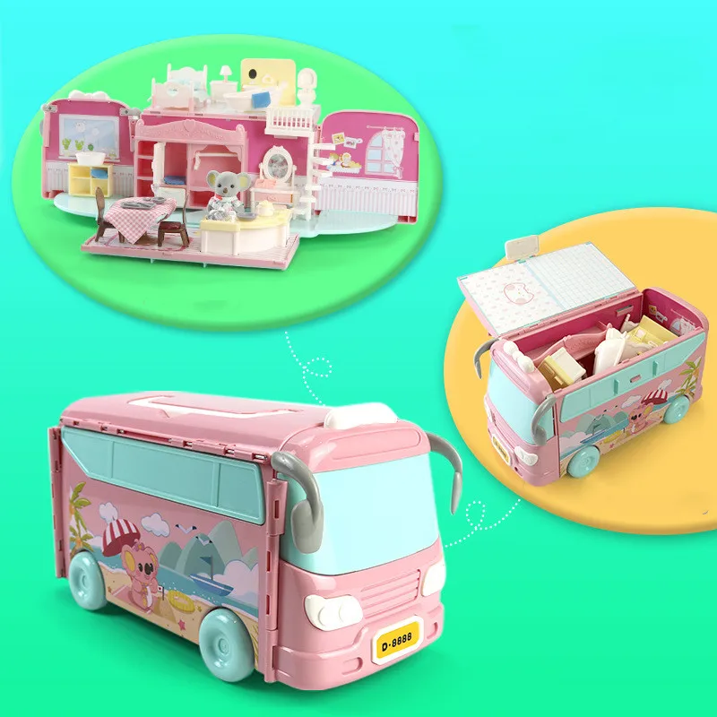 Koala diary DIY dollhouse bathroom kitchen bedroom doll house girl play toy princess castle toys for kids birthday gift | Игрушки и