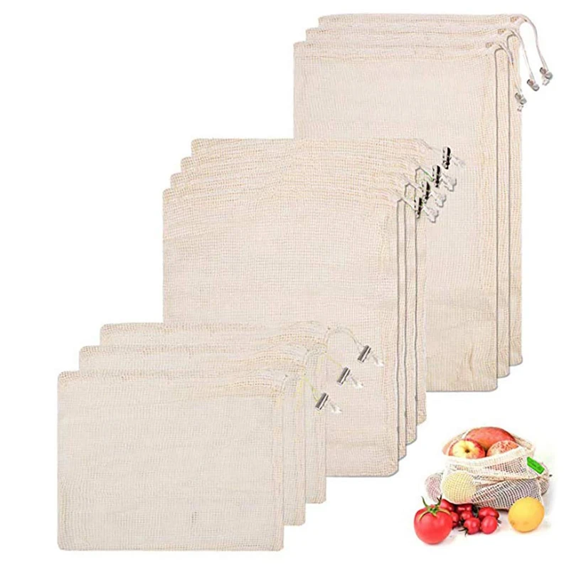 Многоразовые продуктовые сумки сетчатые пакеты для овощей из органического