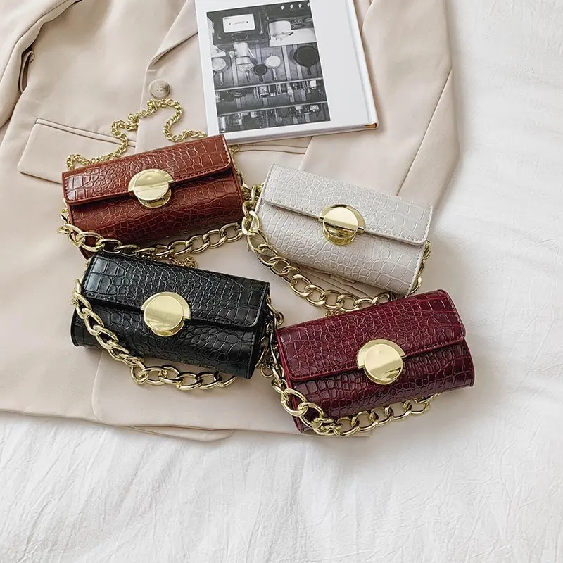 

Women Sexy Retro Crossbody Bags PU Solid Handbag Alligator pattern Shoulder Bags Ladies Purse Round piece Luxury Designer Female