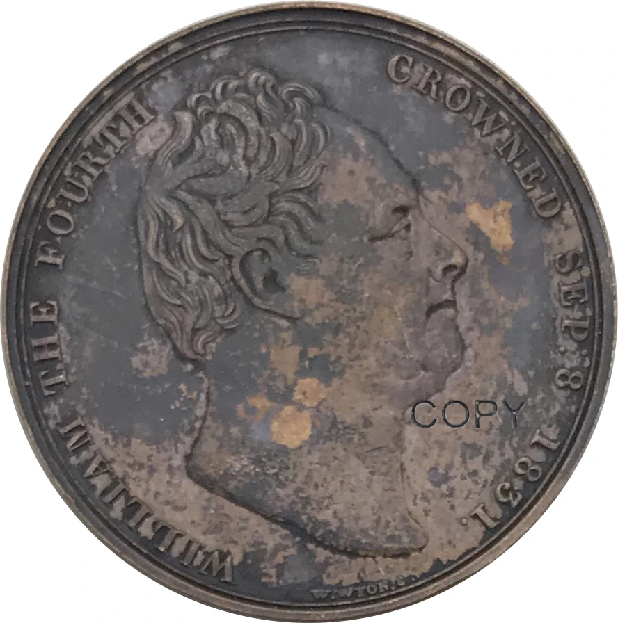 Великобритании 1831 король Уильям IV и Adelaide коронации гладкие кромки Dual портреты красный Медь копии монет