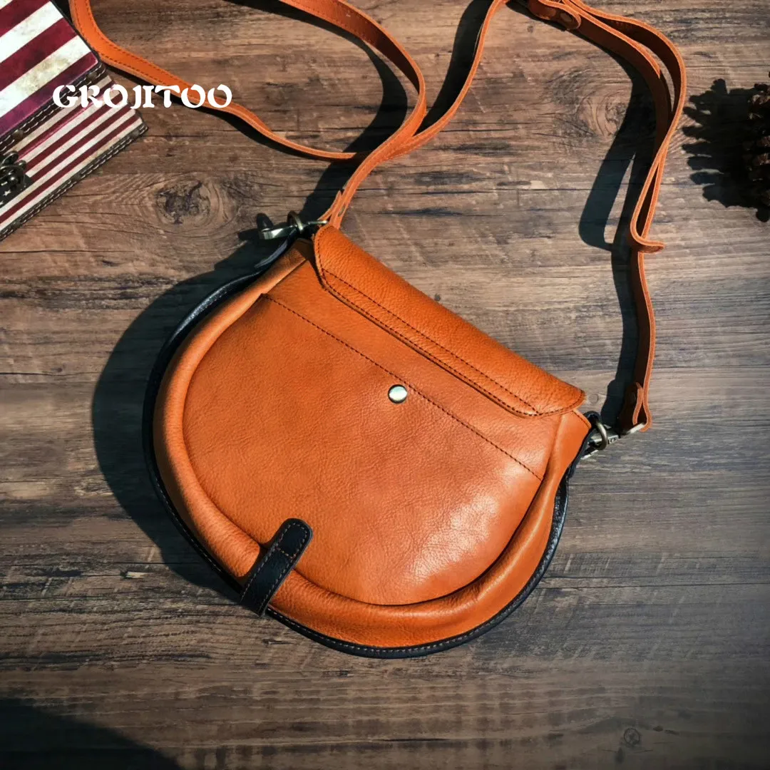 Новая женская сумка GROJITOO 2020 через плечо контрастных цветов из воловьей кожи