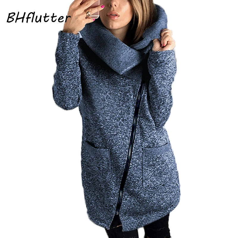 BHflutter 4XL 5XL размера плюс зимняя женская куртка модная повседневная верхняя одежда с длинным рукавом и отложным воротником пальто chaqueta mujer