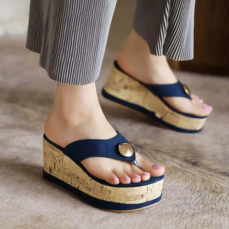 

TAOFFEN New Women Sandals Wedges Flip Flop Women Summer Shoes Fashion High Platform Summer Shoes Women Footwear Size 34-43