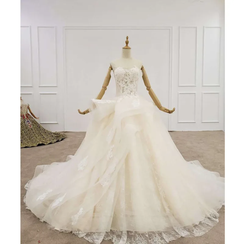 BGW HT487 Тюлевое свадебное платье 2020 без бретелек аппликация блесток Кристалл