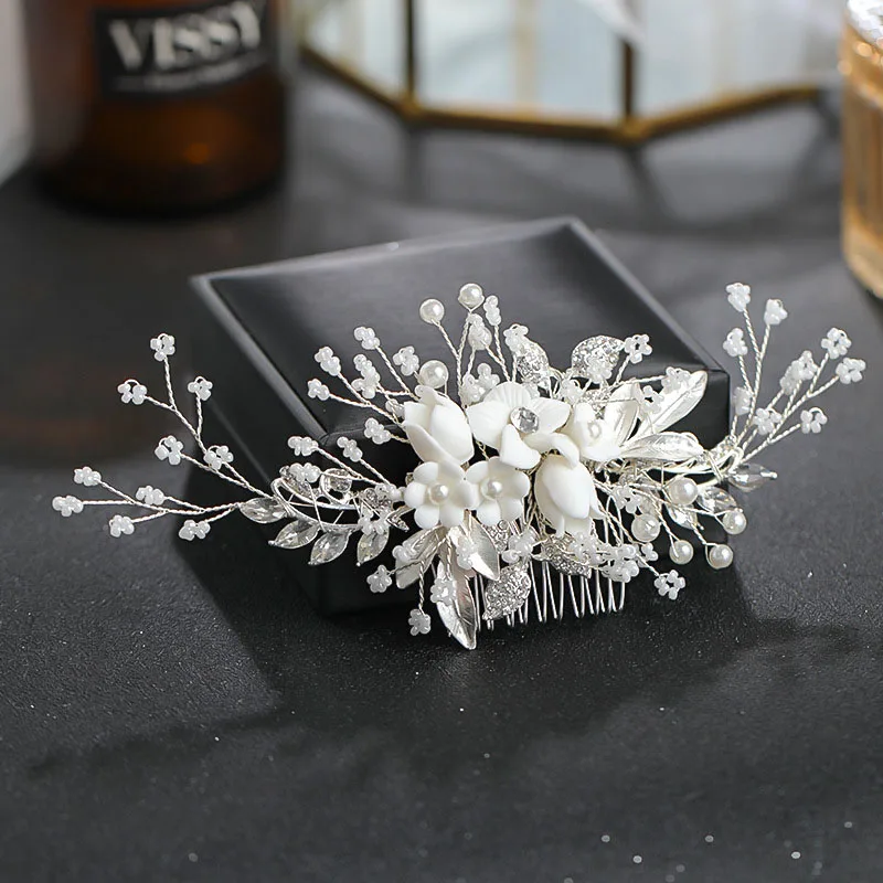 Fashion Wedding Flower Shape Hair Comb Hair Pin Bridal Comb Headdress Handmade Women Headpeice Hair Jewelry Accessory VL