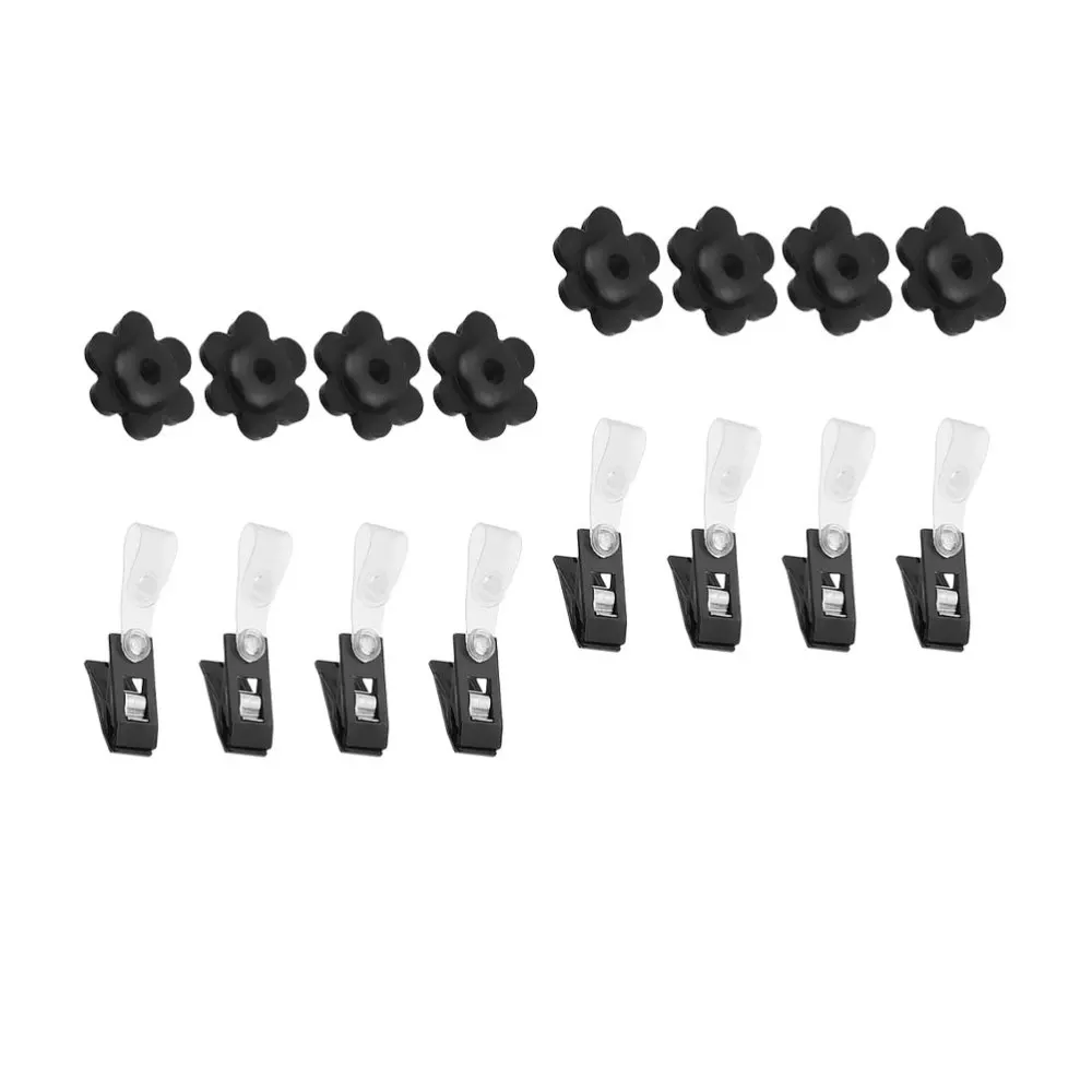 

8 Pcs Garden Flag Rubber Plum Stoppers and 8 Pcs Clips Windproof Flag Accessories for Home Outdoor (Black)