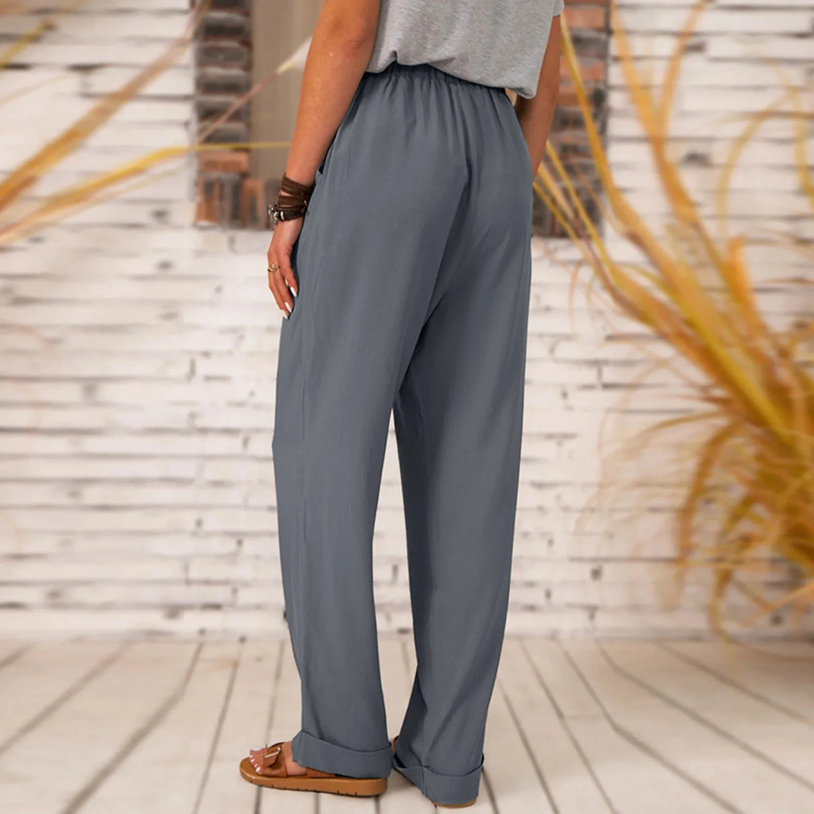 

2021 Retro Solid Color Wild Straight Wide Leg Pants Female Spring New Korean Fashion High Waist Casual Long Pants