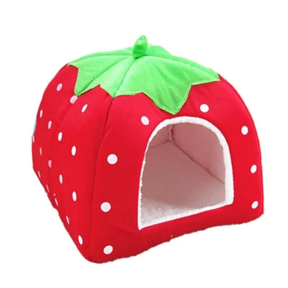 

Pet Cat Dog Bed House Leopard Strawberry Nesk Cushion Bed For Kitten Cat Basket Hut Soft Cave Cat Tent Kennel Sleep Bed Puppy