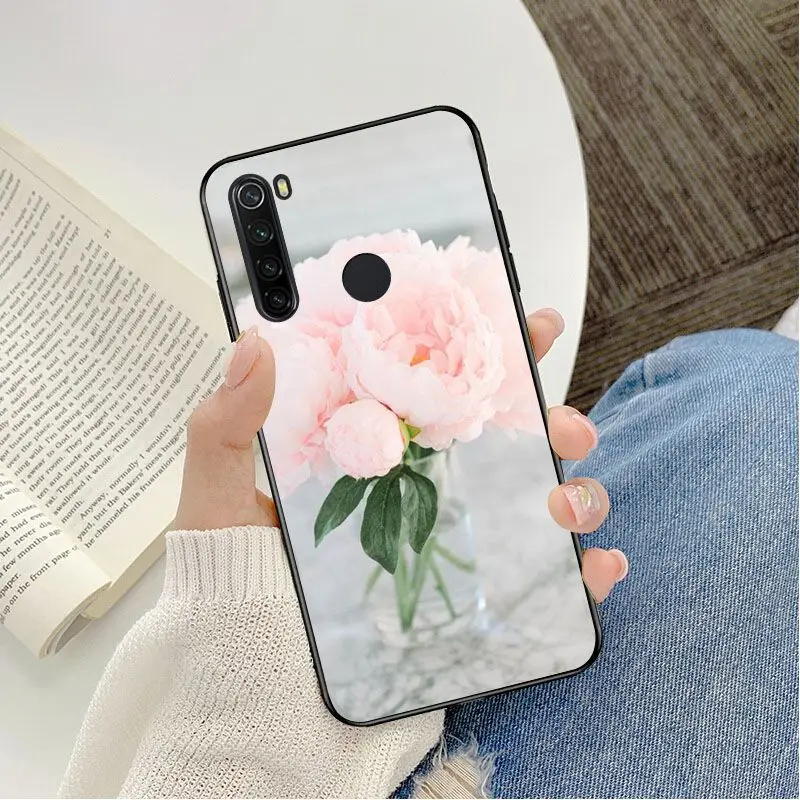 Elegant Pink Purple Peony On the Vase Drawing Phone Case For Redmi 5 6 5plus 6Pro 6A S2 4X Redmi 7 7A Cover case Mobile Cover