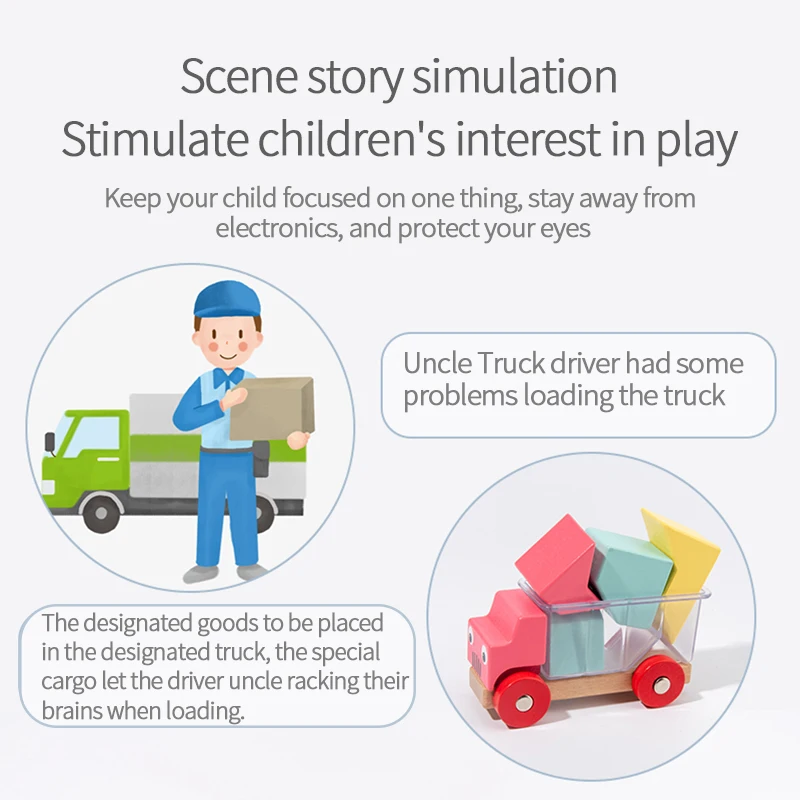 

Montessori Wooden Toys Building Block Car Parent-Child Interaction Thinking Training Educational Toys For Children