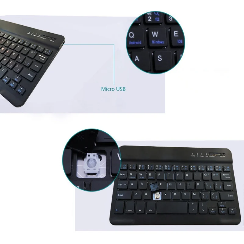 Ультра тонкая алюминиевая Bluetooth клавиатура для IOS Android Windows PC время работы 40 часов