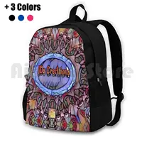 Colorful Stained Glass Geometry Kaleidoscope Pattern Outdoor Hiking Backpack Waterproof Camping Travel Psychedelic Sacred