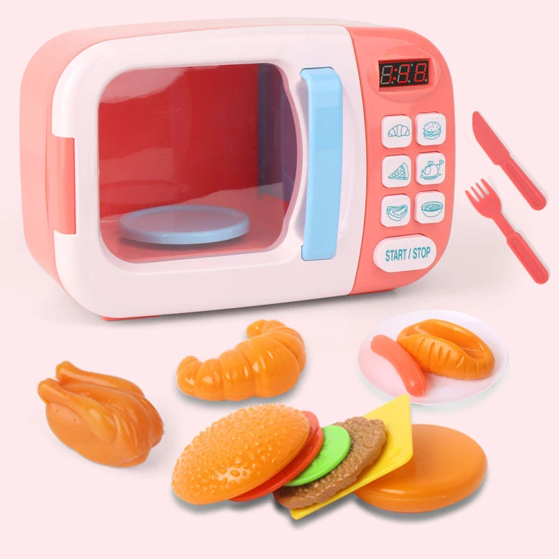 

Mini Kitchen Food Pretend Play Cutting Role Playing Girls Toys Kid'S Kitchen Toys Simulation Microwave Oven Educational Toys
