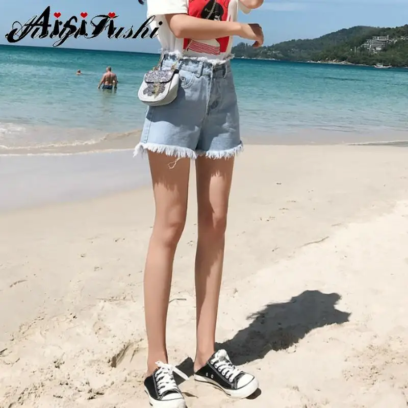 Женские винтажные шорты AISIYIFUSHI свободные облегающие джинсы с высокой талией 2020 |