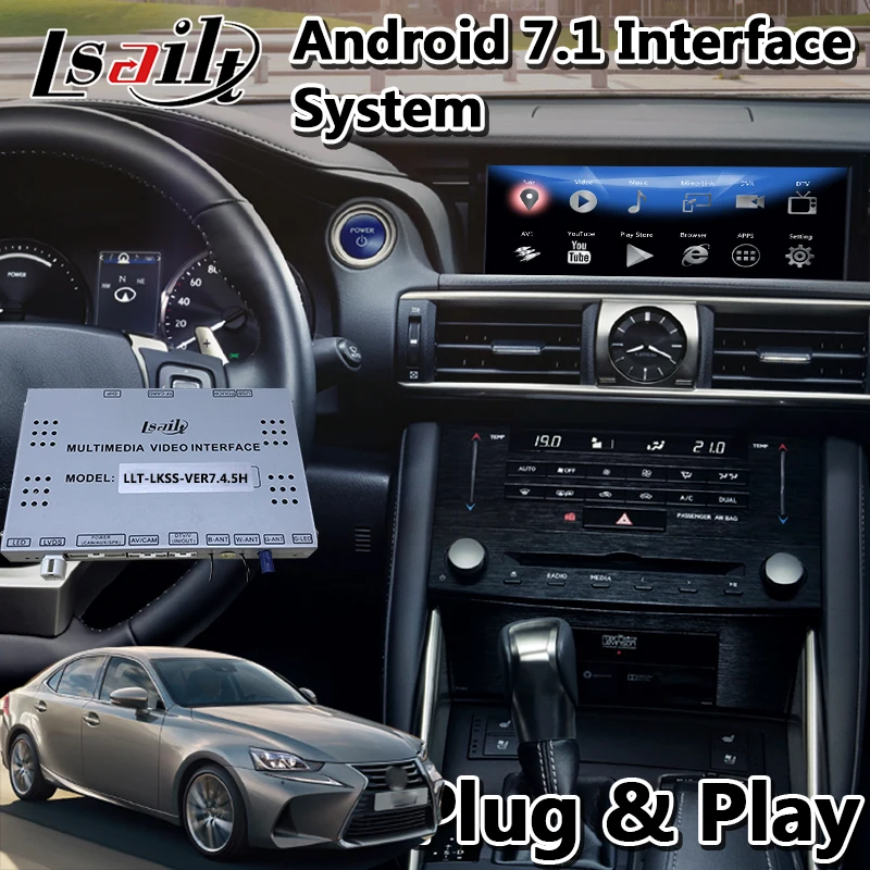 Lsailt Android 7,1 Автомобильный мультимедийный видео интерфейс для Lexus IS300h- модель 10,25 дюймов маленький lvds кабель 300h