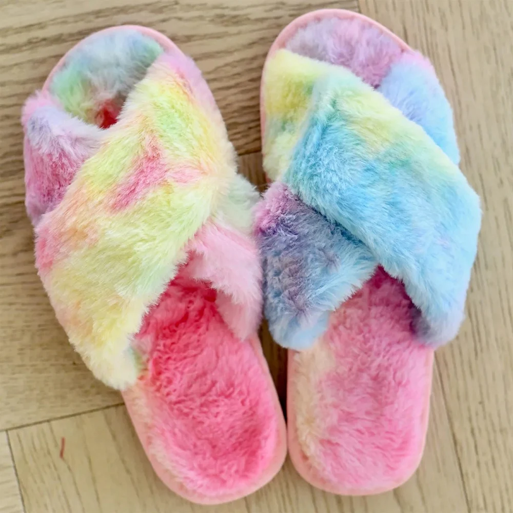 Крест накрест с искусственным мехом рисунком персонажами мультфильмов Женские