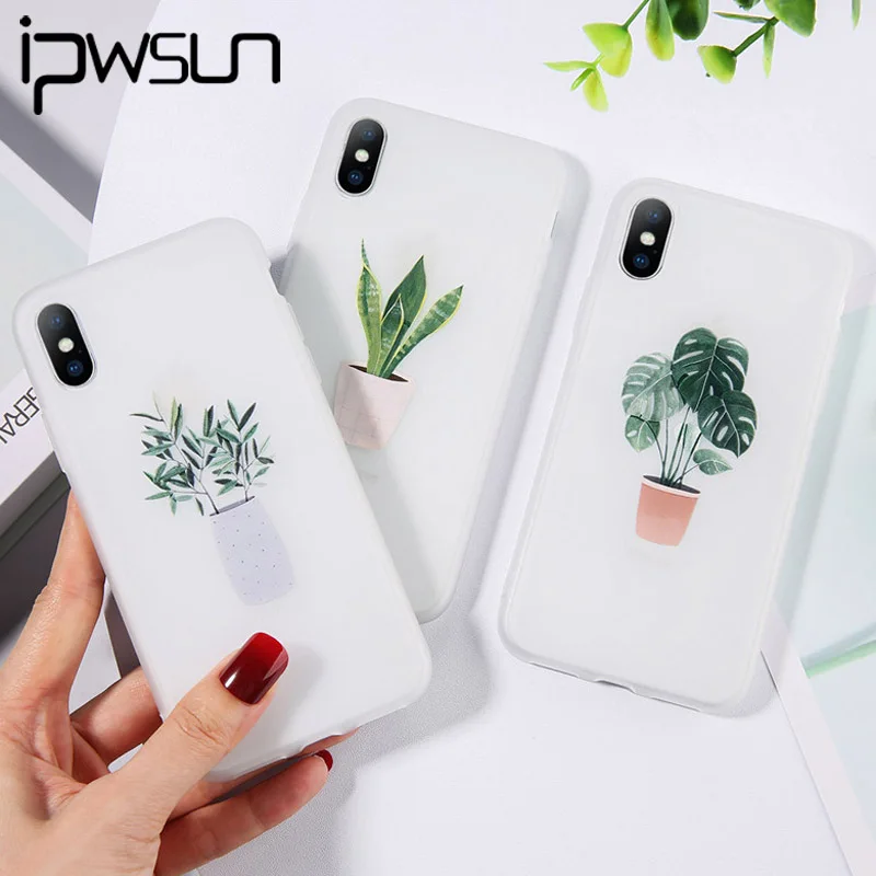 Прозрачный чехол iPWSOO для телефона с растениями в горшке iPhone 11 Pro Max X XS XR Xs