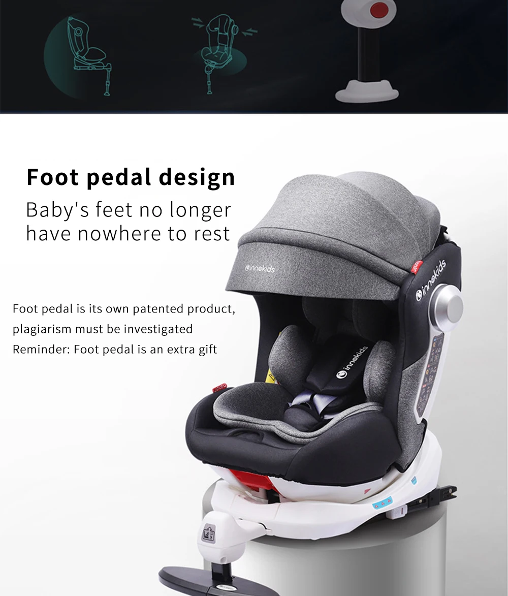 Innokids детское безопасное сиденье для детей 0-12 лет, автомобильное детское автомобильное кресло с поворотом на 360 градусов, сидящее детское автомобильное кресло
