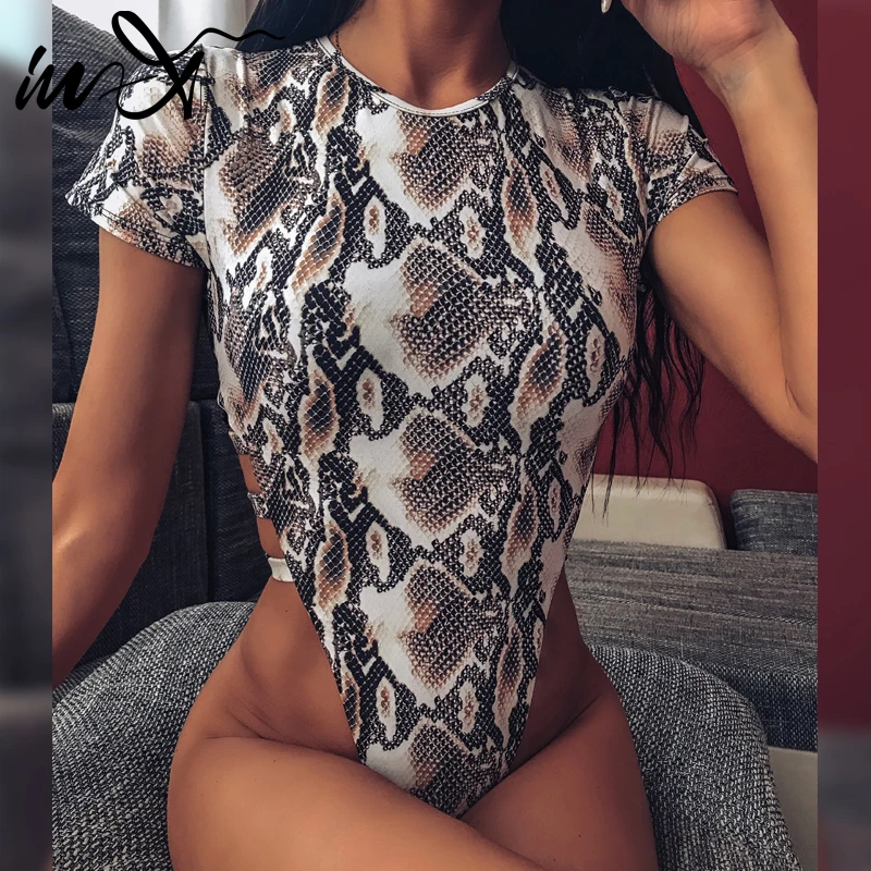 In X сексуальный купальник со змеиным принтом сдельный с высокой посадкой бикини