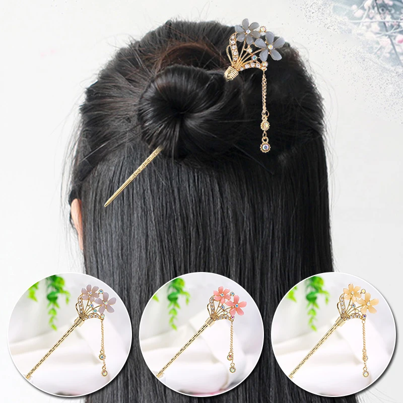 

New all-match alloy hairpin girl ancient style hairpin hairpin plate hair Hanfu hair ornaments ethnic style jewelry