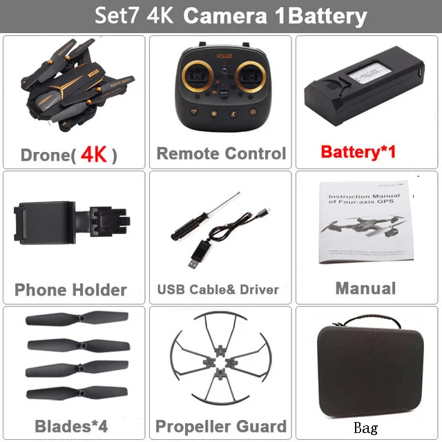 Set7 XS812 4K 1B Bag VISUO XS812 gps Радиоуправляемый Дрон с камерой 4K HD 5G wifi FPV удерживающий высоту один ключ возврат Радиоуправляемый квадрокоптер вертолет дроны VS E520S - Цвет: Set7 XS812 4K 1B Bag