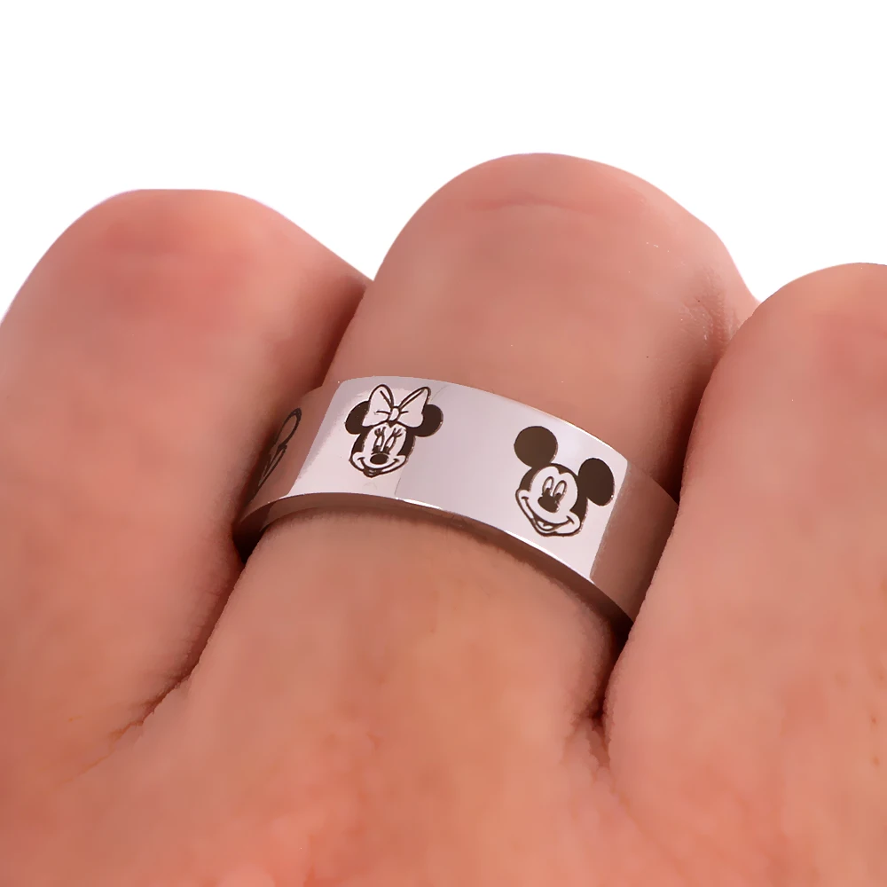 Кольцо из титановой стали с изображением Микки Мауса LT1024 для мужчин и женщин |