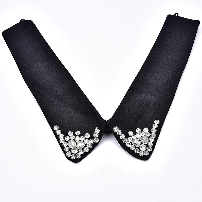 Новый черный воротник с прозрачными кристаллами Стразы стеклянная деталь Сделай