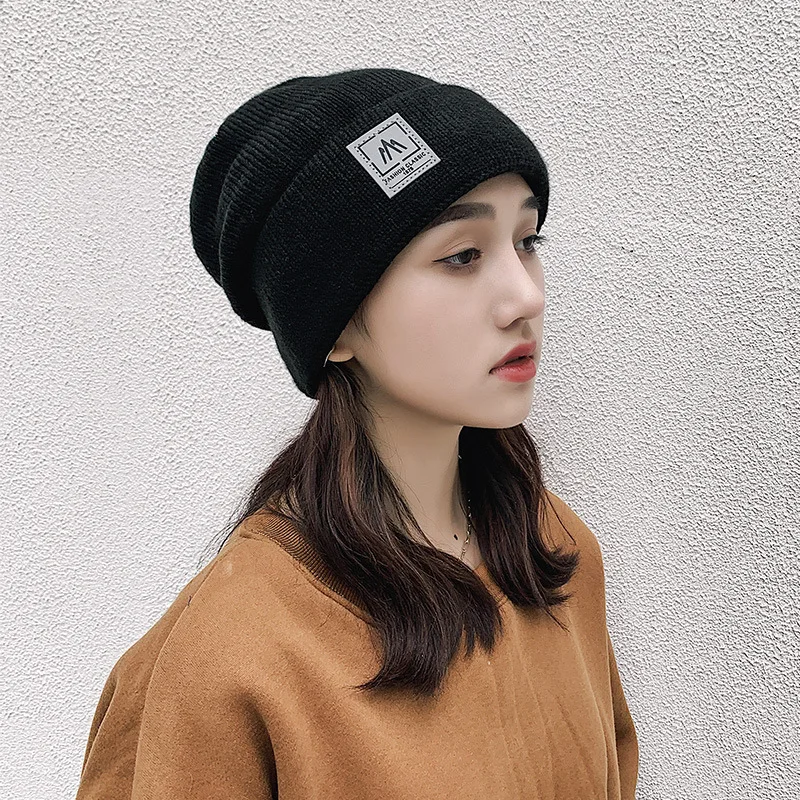 Зимняя женская шапка с логотипом бэнни однотонные шерстяные утепленные шапки