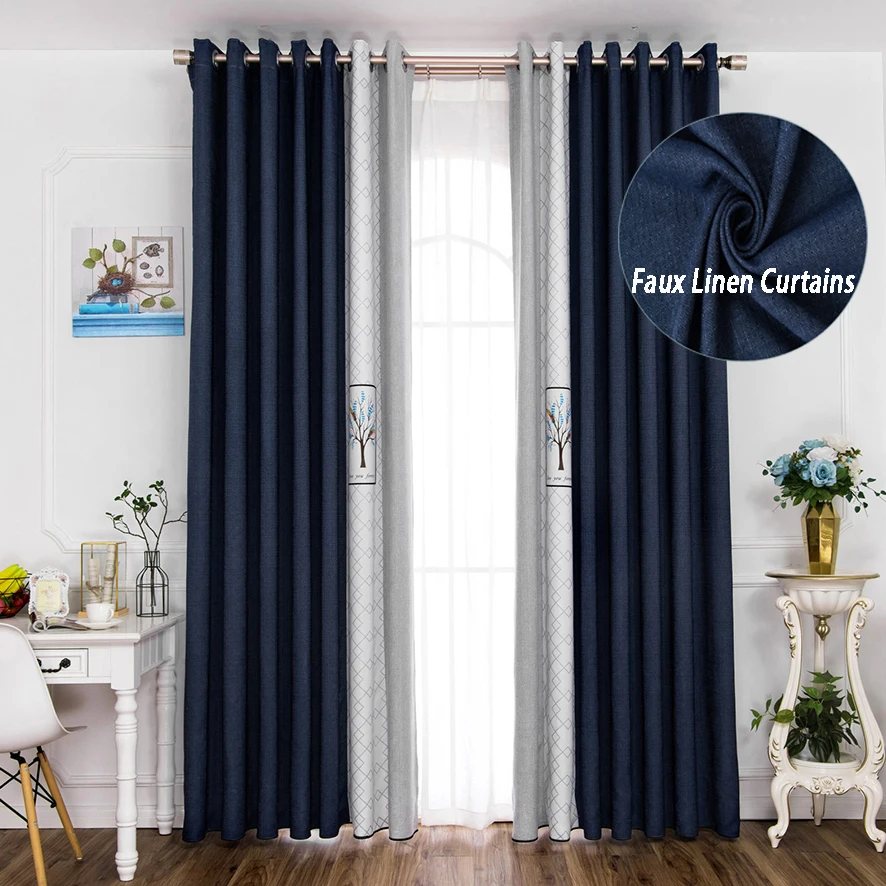 Современные затемненные шторы с принтом дерева для гостиной утепленные плотные