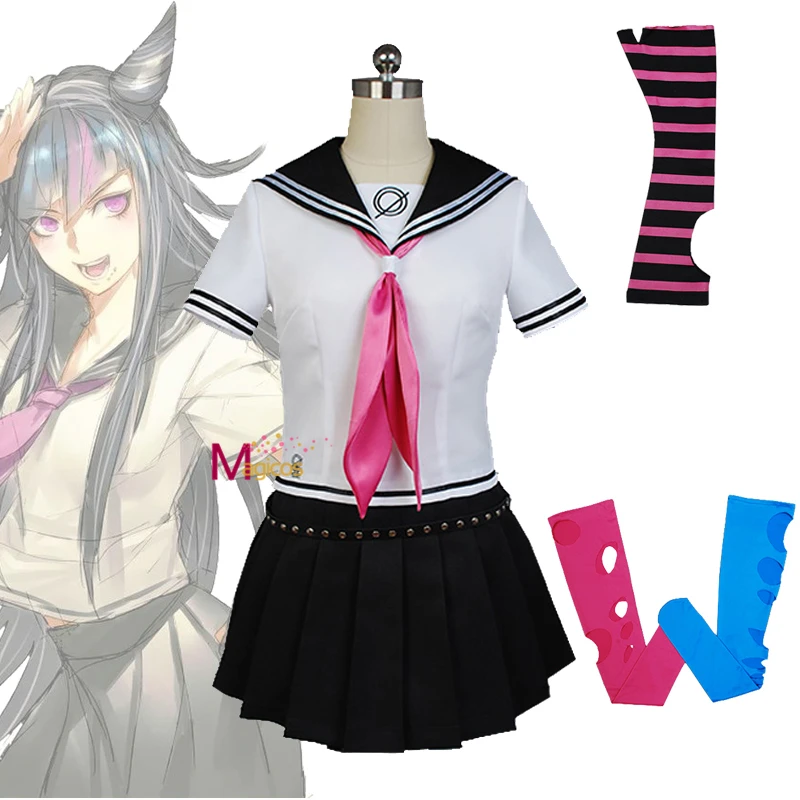 Аниме Супер DanganRonpa Ibuki Mioda косплей костюм платье школьная форма Хэллоуин карнавал