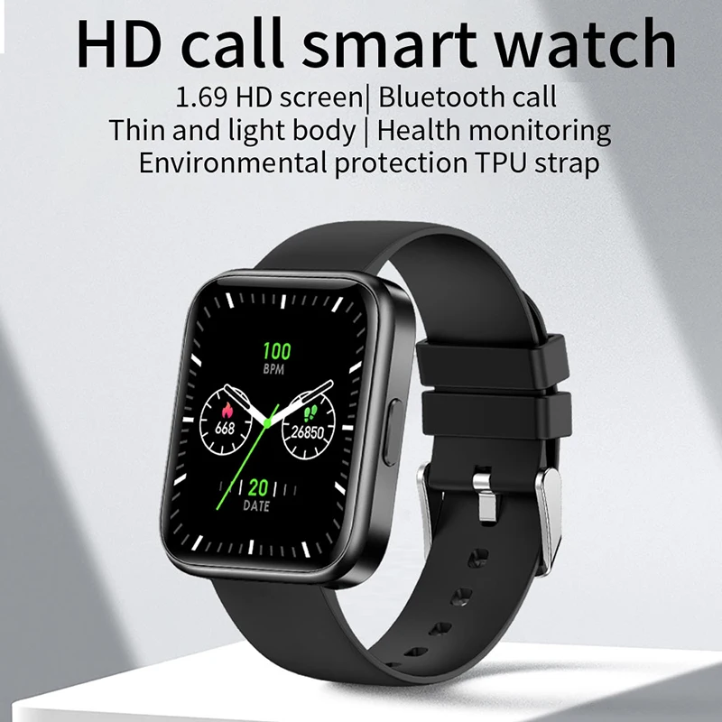 

Smart Watch Men Full Touch 1.69 Color Display Tempered Glass Bluetooth Call Music Play SmartWatch Women Men for Android IOS+Box