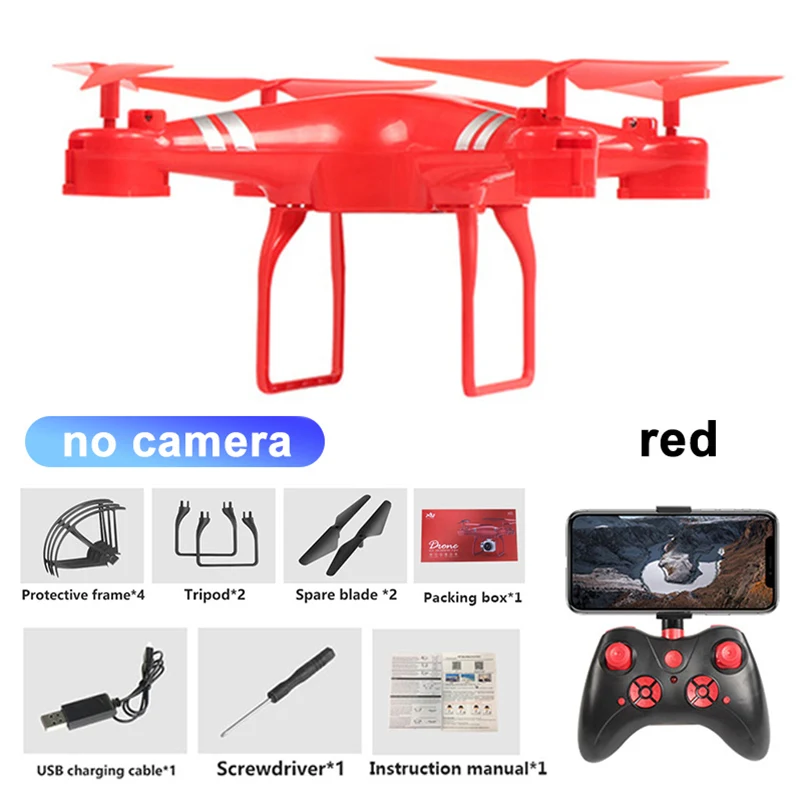KY101D Радиоуправляемый Дрон 4K HD камера Wifi FPV Квадрокоптер с высокой фиксацией четырехосный анти-встряхивание самолет с ДУ вертолет селфи Дрон игрушки для детей - Цвет: Red no camera