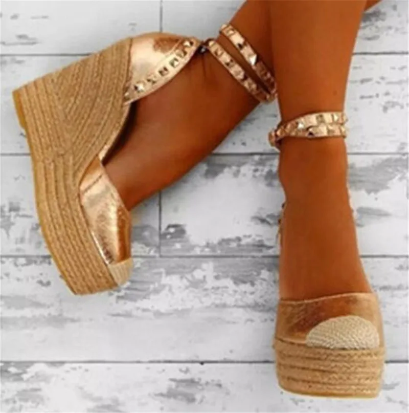 

Women's Summer Open Toe Wedge Sandals Buckle Belt Platform Women's Sandals Front and Rear Belt Wedge Shoes Women's High Heels