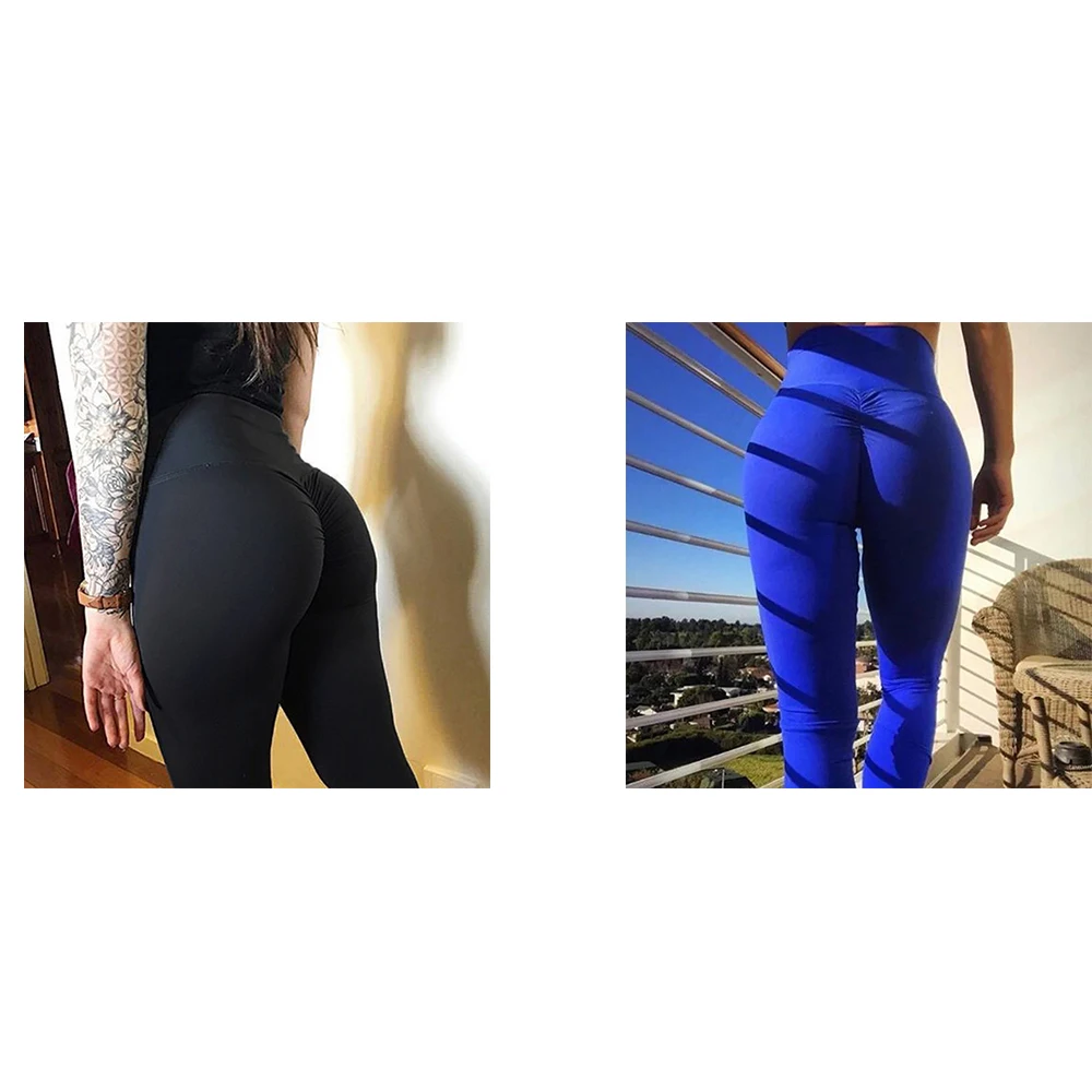 Black and Royal Blue 2 шт. бесшовные резинки для волос Леггинсы с высокой талией спортивные брюки s фитнес женские Пуш-Ап тренажерный зал животик контроль спортивные Леггинсы - Цвет: Black and Royal Blue