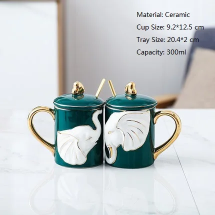 2Pcs-C(Lid spoon OUSSIRRO 2 шт./компл. Творческий Керамика пара чашка кружка Love с ложкой лоток крышкой ко Дню Святого Валентина свадьбы подарки на день рождения с подарочной коробкой - Цвет: 2Pcs-C(Lid spoon