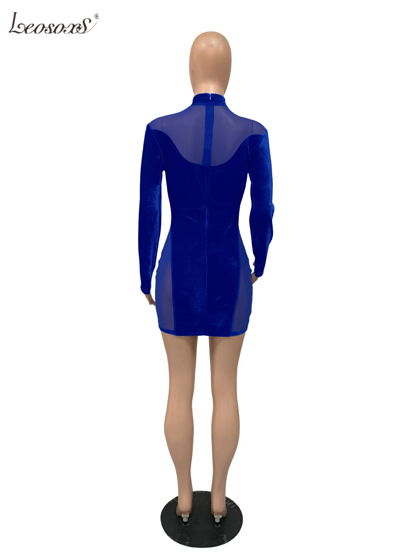 

Sexy Velvet Sheer Mesh Women Dress See Through Party Night Clubwear Mini Dress Full Sleeve Winter Dresses For Women Vestidos