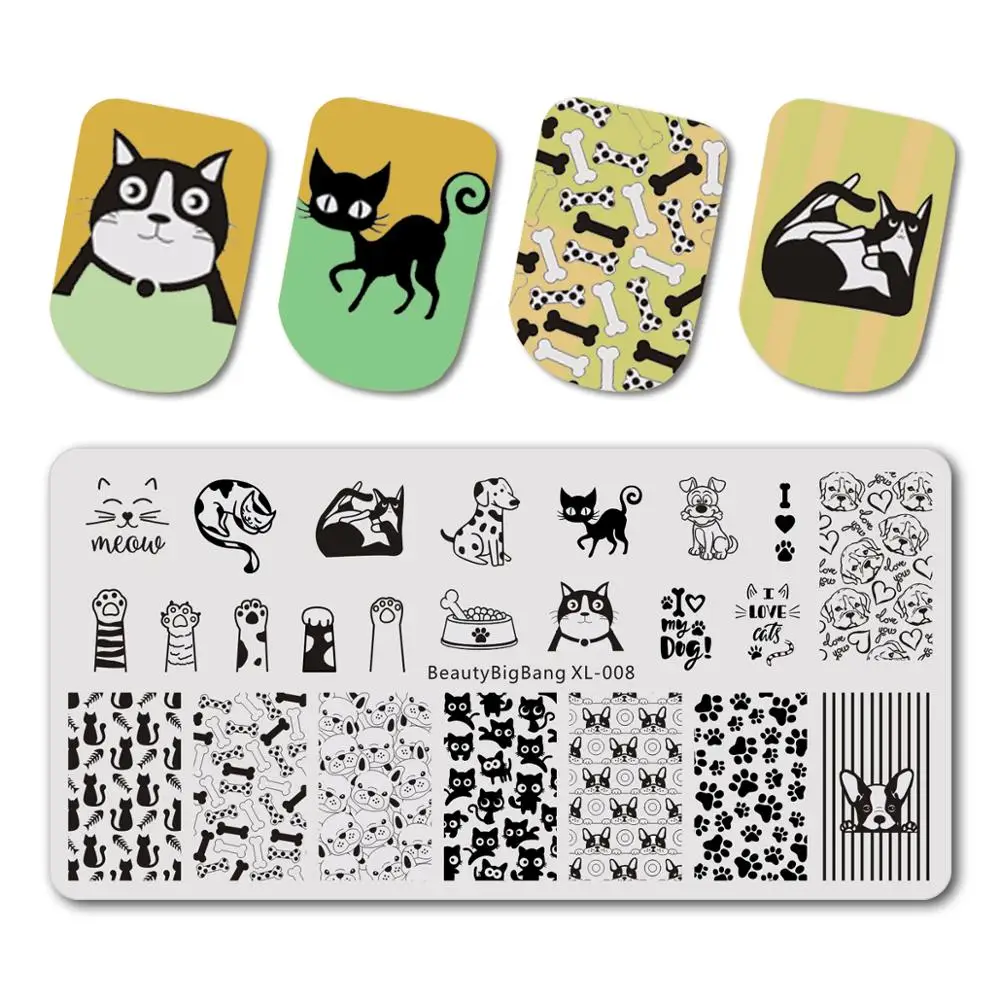 

Stamping Nails Plates BeautyBigBang Lovely Cat Dog Image Stainless Steel Nail Stamp Templates Nail Art Stamper