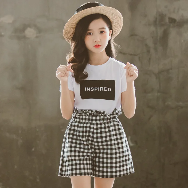 Комплект летней одежды для девочек подростков 2019 комплект из двух предметов