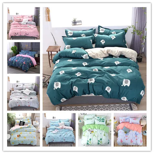 Темно зеленый минималистский слон Печатный односпальный Комплект постельного