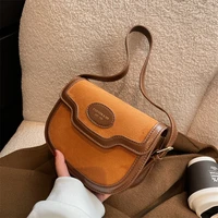 2022 vintage small pu nubuck leather saddle crossbody bags handbag underarm shoulder bags for women designer brand luxury trendy