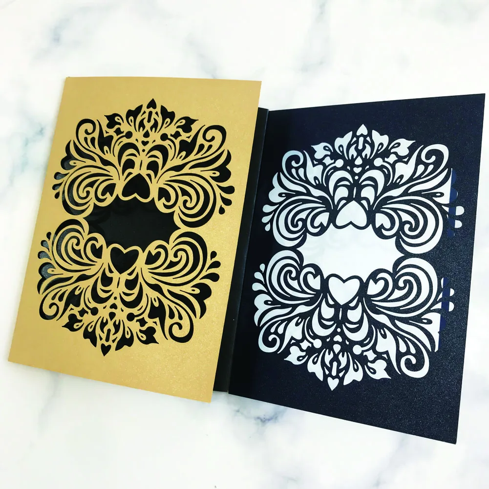 

20pcs/lot Luxury Wedding Invitation Card Flower Pattern Engagements Ceremony Hollow Laser Cut Festival Blessing Invitation Card