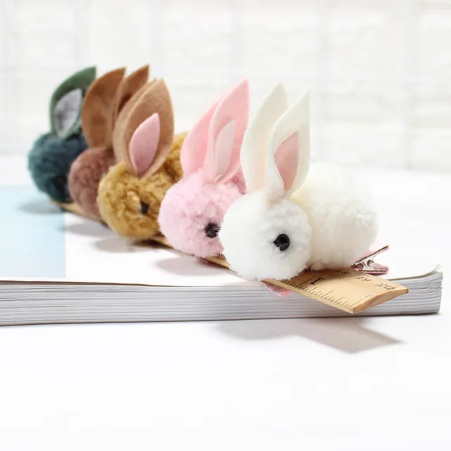 Cute Hair Ball Rabbit Hair Clip Children's Girl Animal Hairpins Simple Hair Accessories Headwear Barrette Stick Hairpin 3