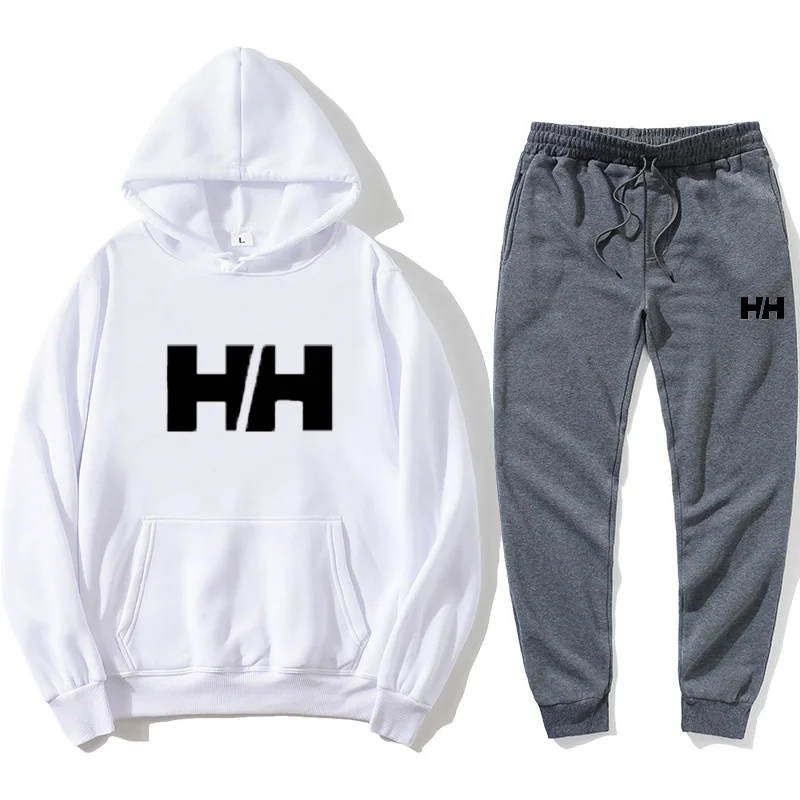 

2021 new fashion personality suit hooded sweater pants youth leisure suit men's and women's sports fitness suit