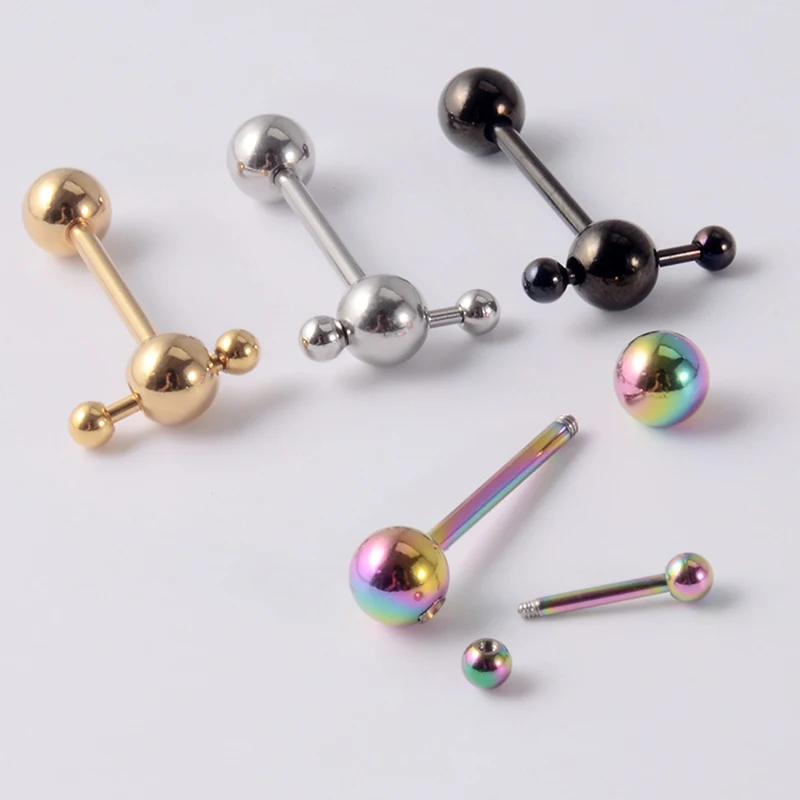 

1PCS Stainless Steel Tongue Rings Removable Ball Tongue Barbell Slave Ring Piercing Barbell Piercing Body Jewelry Fashion