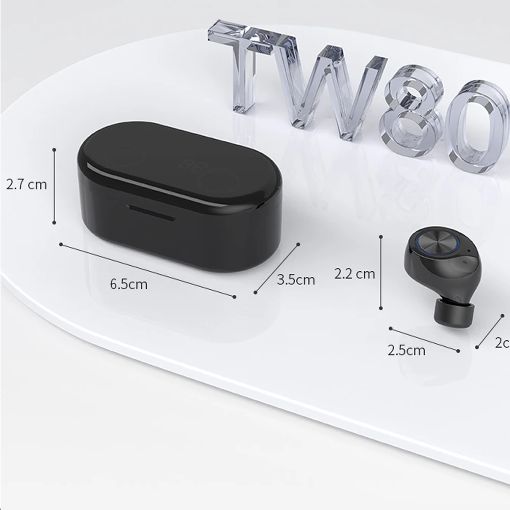 Aixin TW80 Беспроводной наушники с зарядный чехол LED Мощность Дисплей мини