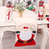christmas table runner embroidered santa claus snowman tablecloth non woven fabric xmas placemat decoration