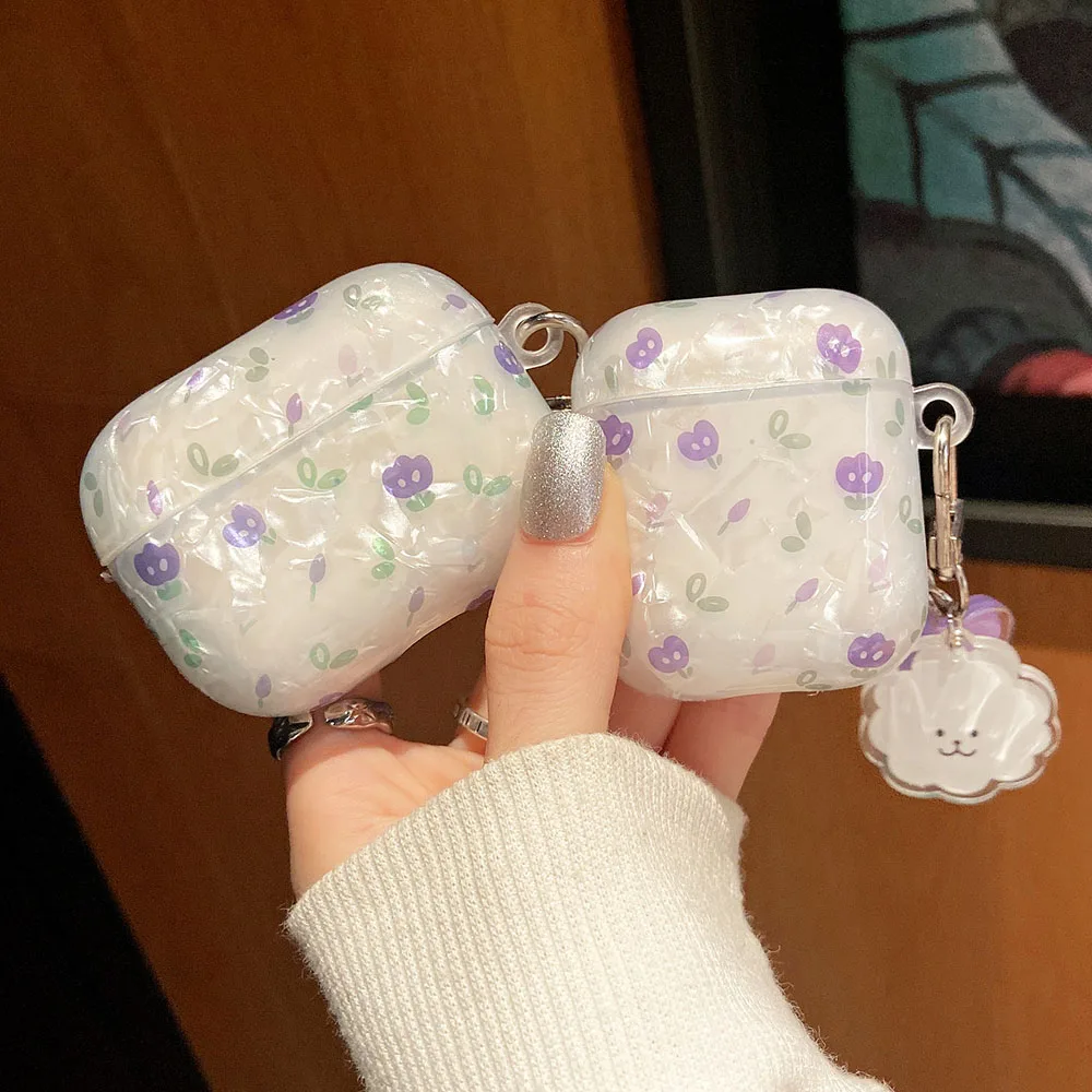 

Dreamy Lemon Flowers Glossy Case for Apple AirPods 2 / Pro Cases Cute Dog Ornaments Keyring Soft Silicone Cover for AirPod 3 1