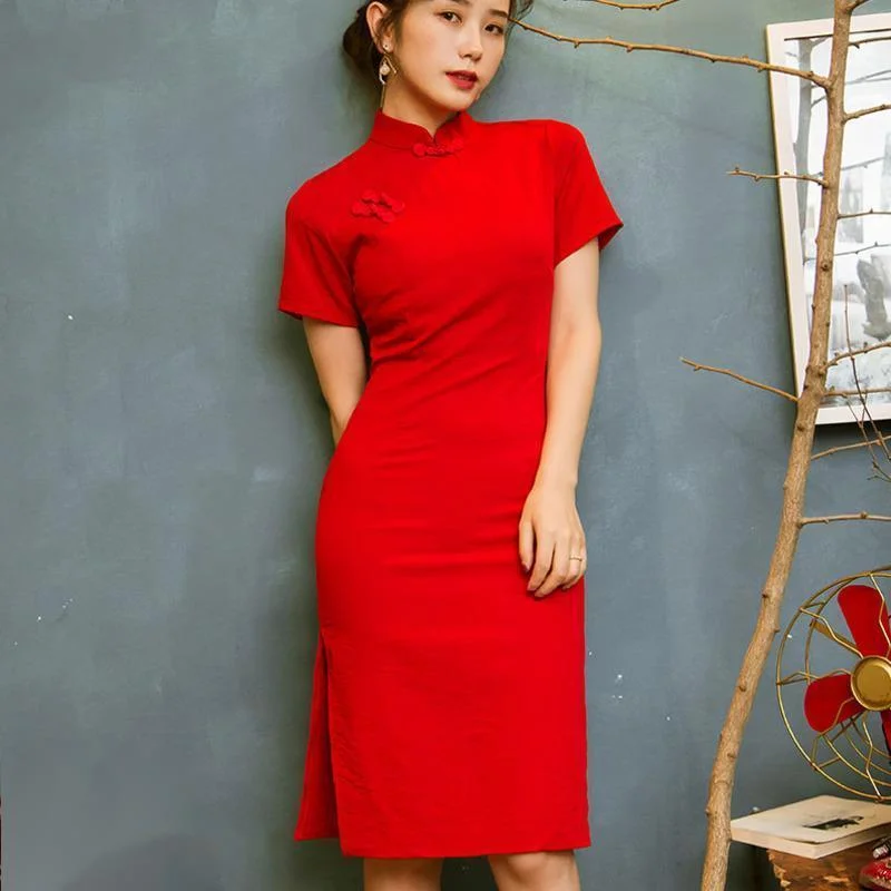 Традиционное китайское платье Ципао облегающее элегантное винтажное